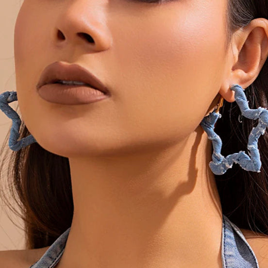 Geometric Denim Hoops