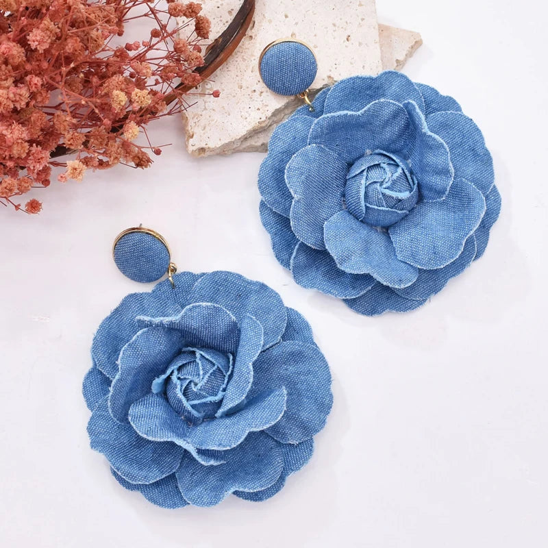 Denim Petal Earrings