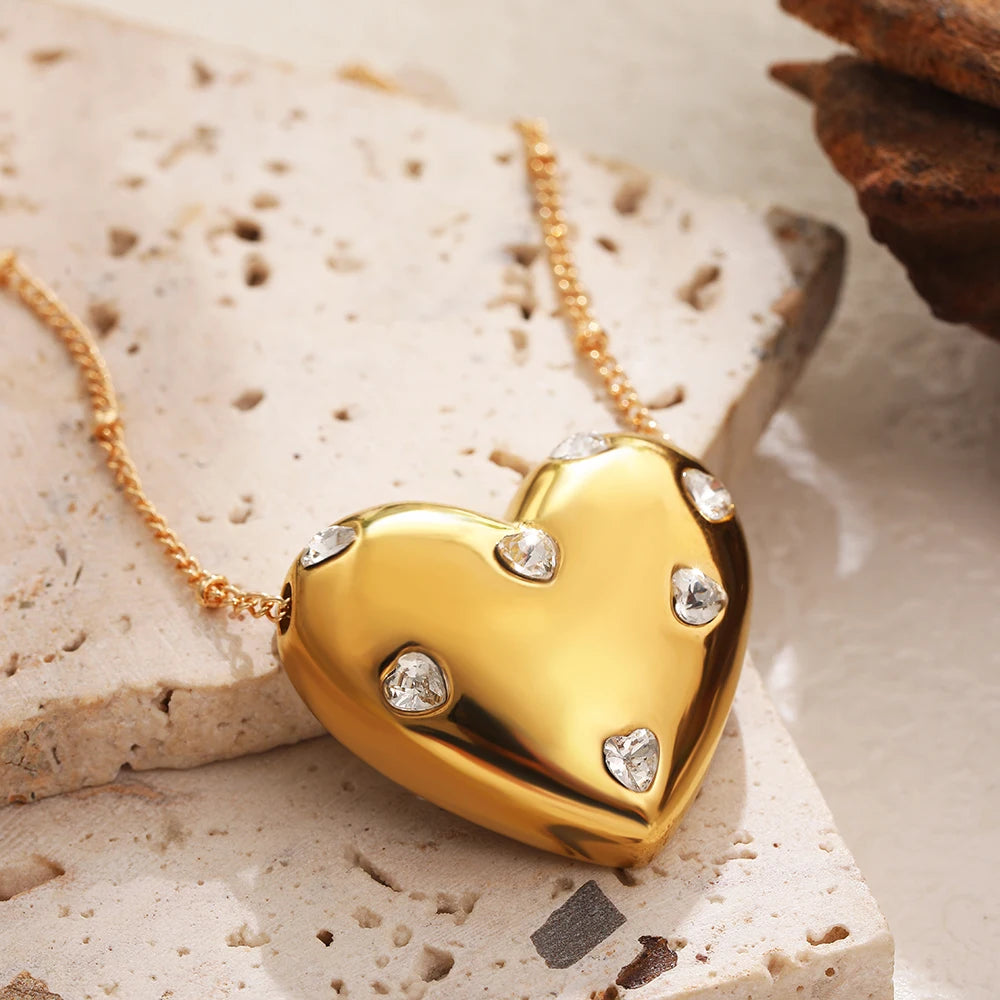 Crystal Heart Necklace Set