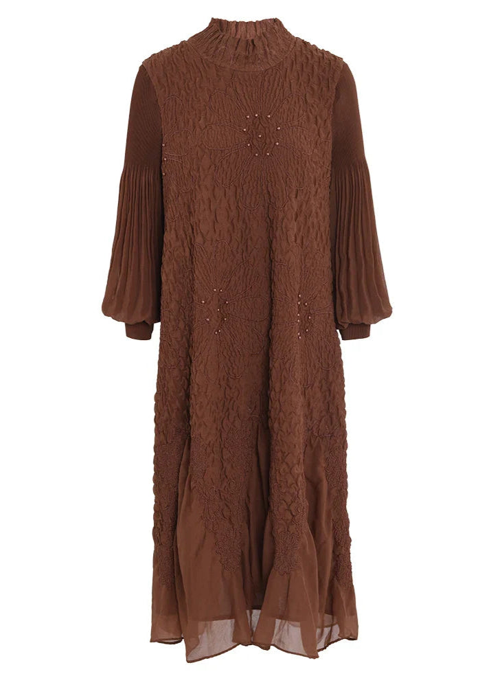 Retro Pearl Pleated Dress