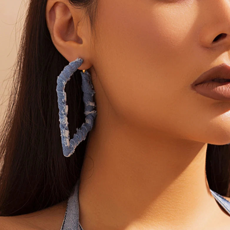 Geometric Denim Hoops