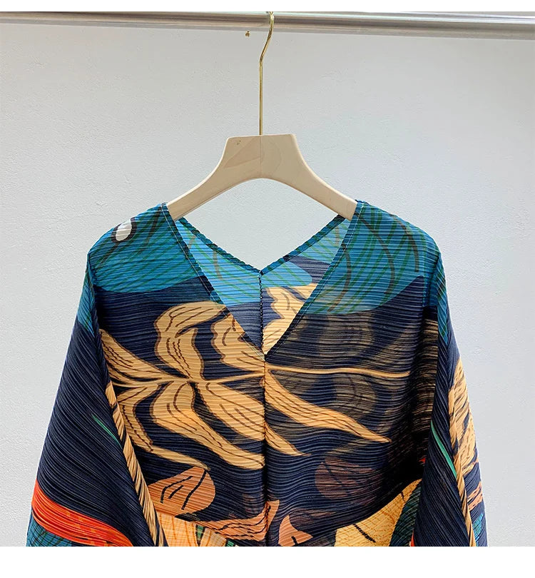 Leaf Print Pleated