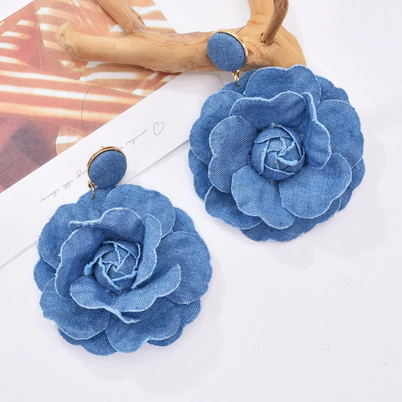 Denim Petal Earrings