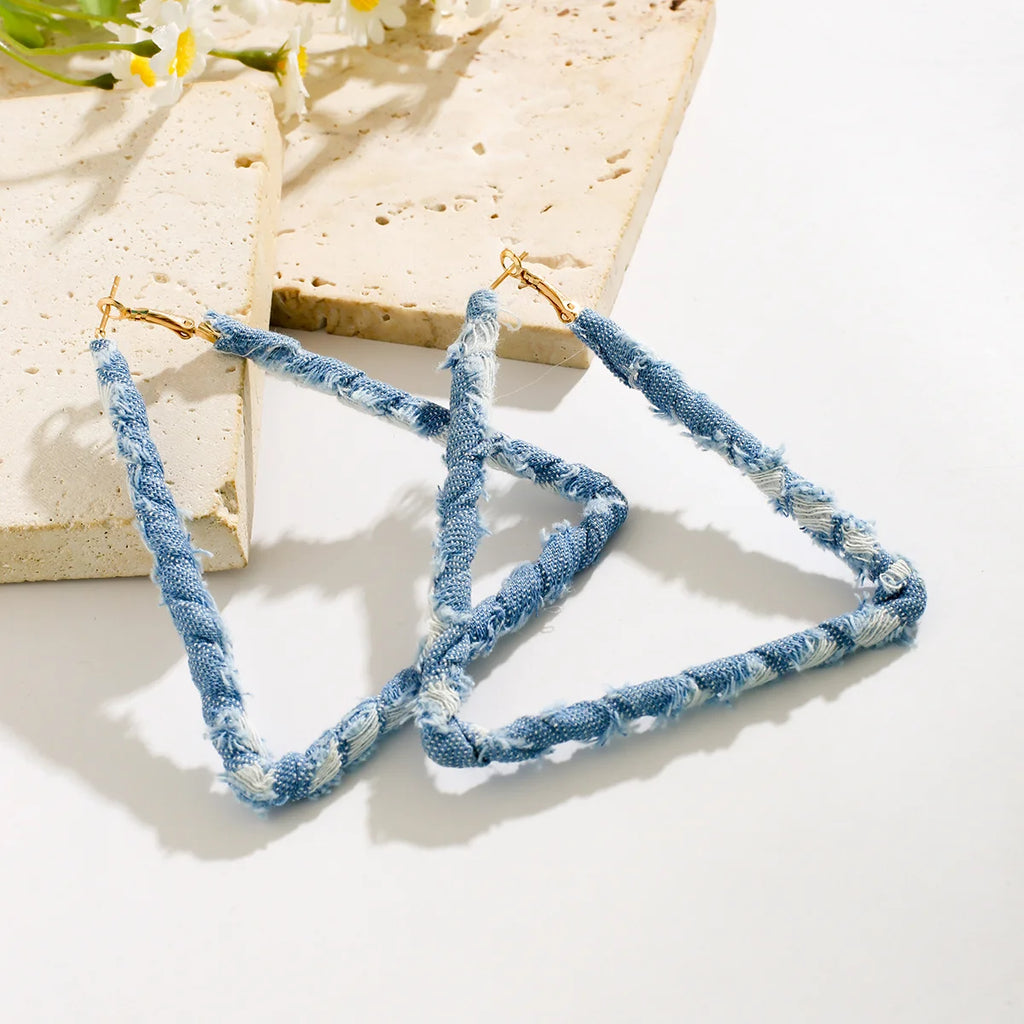 Geometric Denim Hoops