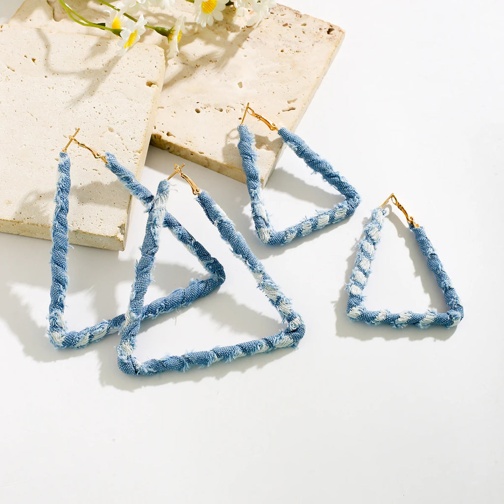 Geometric Denim Hoops