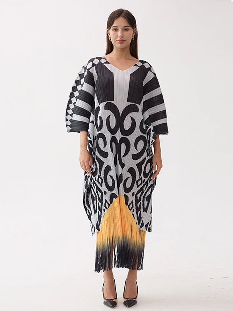 Pleated Vintage Tassel Dress