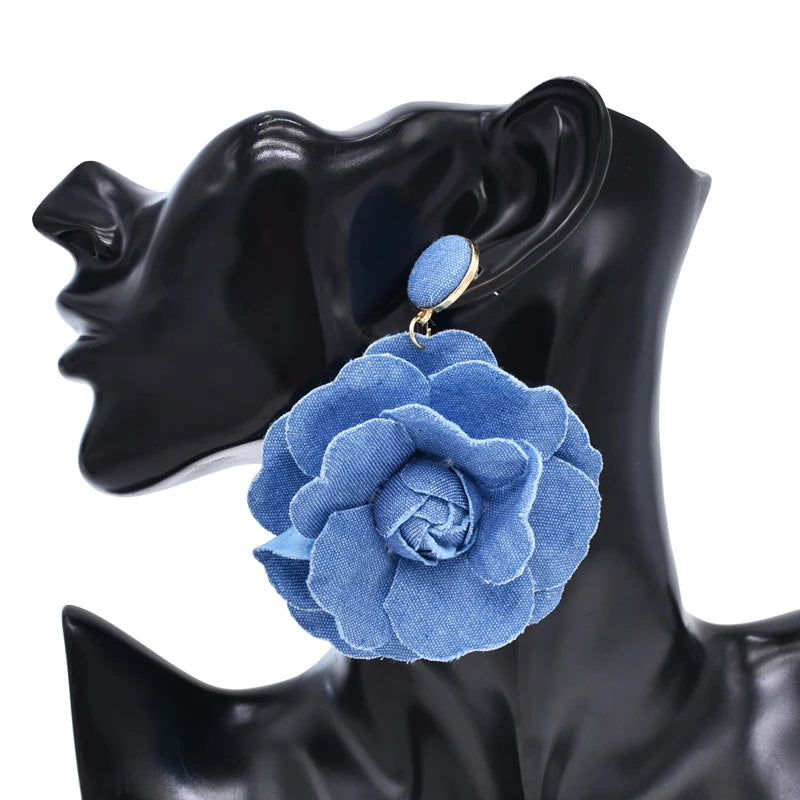 Denim Petal Earrings