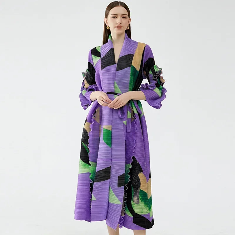 Geometric Ruffles Maxi