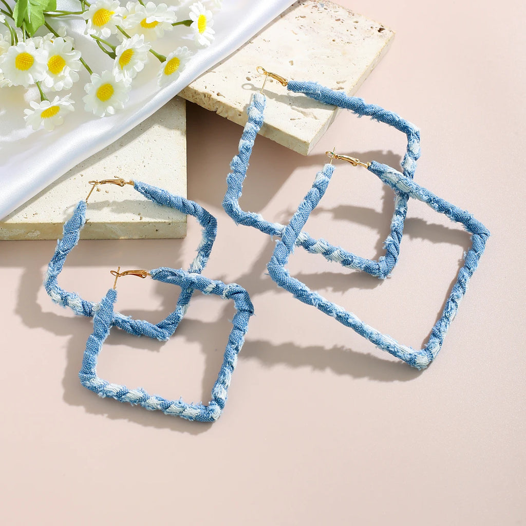 Geometric Denim Hoops