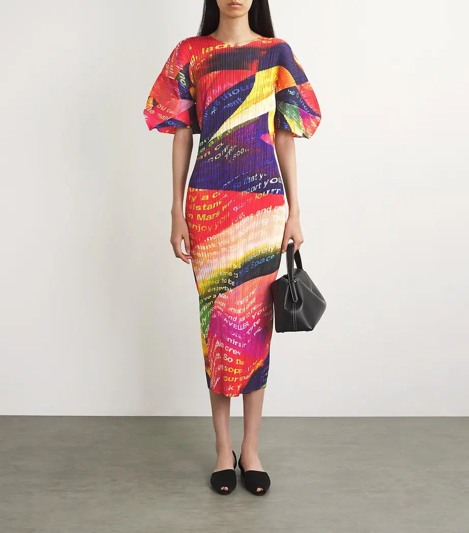 Printed Plisse Shoulder