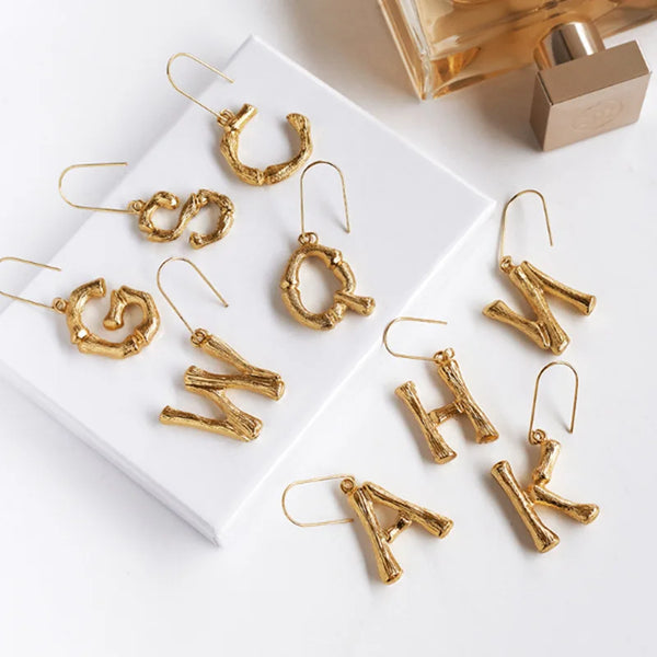 Bamboo Initials Earrings