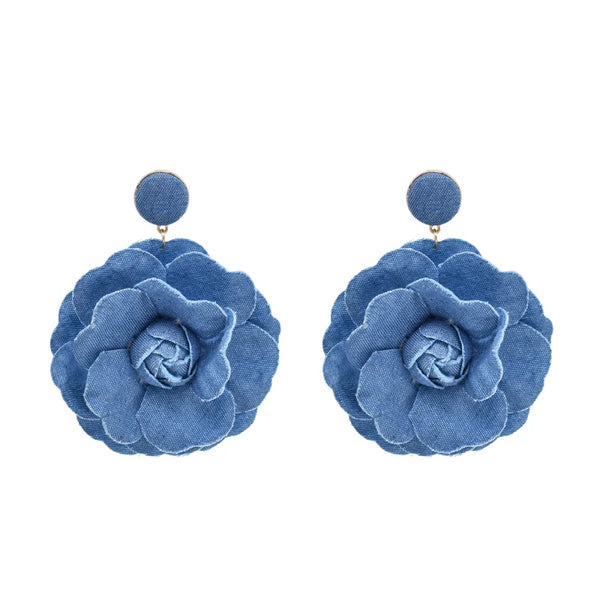 Denim Petal Earrings