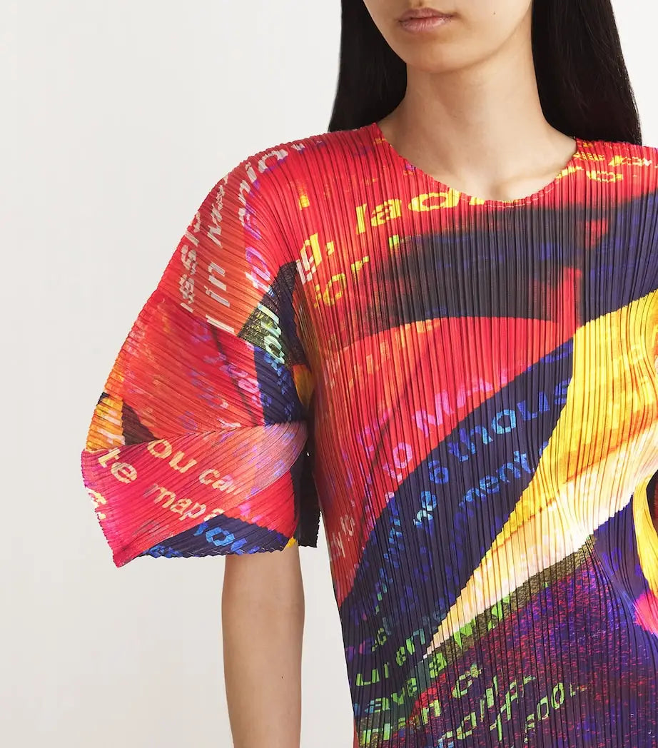 Printed Plisse Shoulder