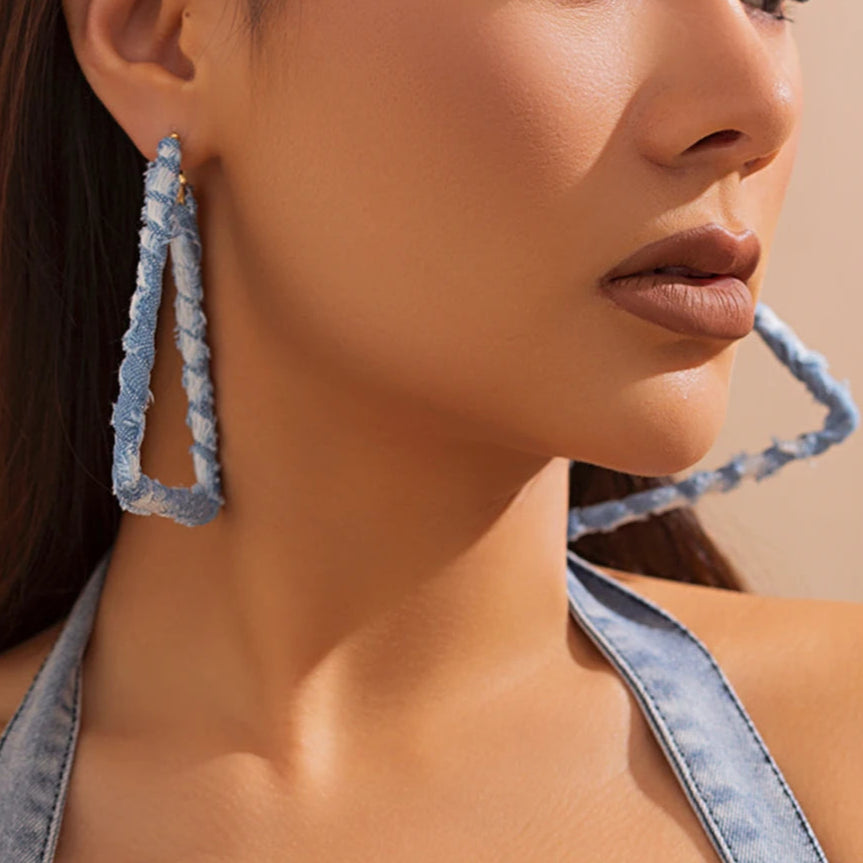 Geometric Denim Hoops