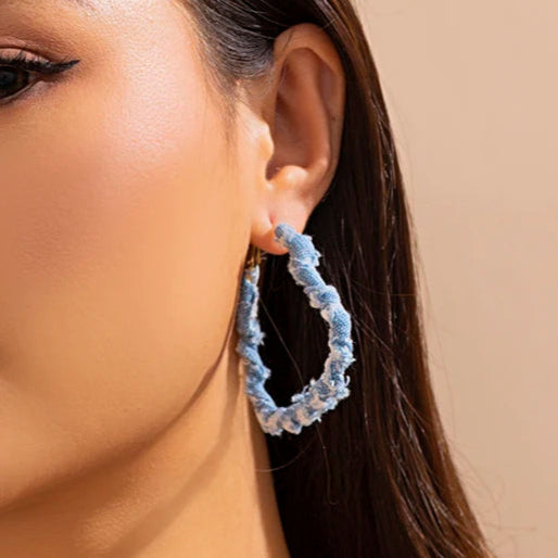 Geometric Denim Hoops