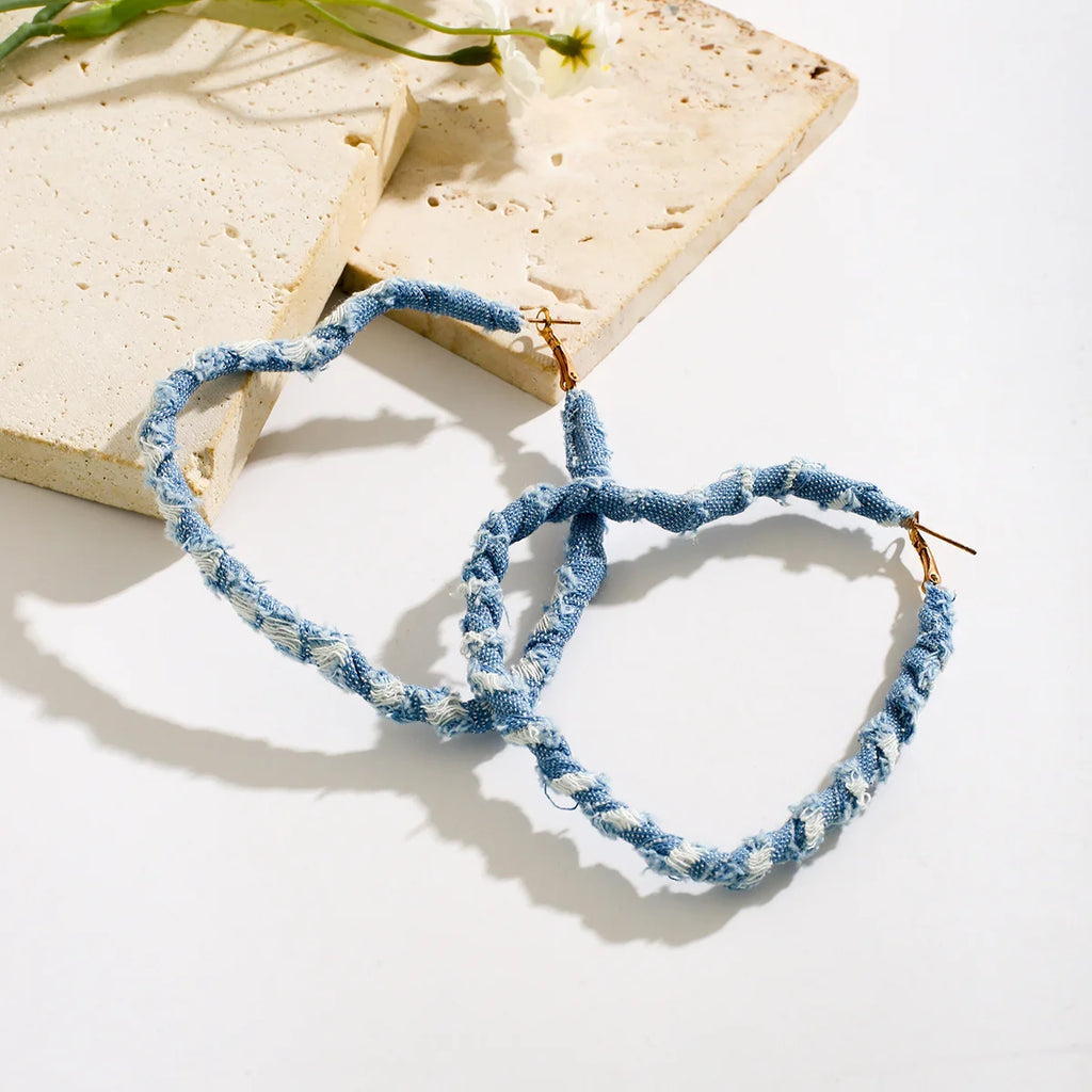 Geometric Denim Hoops