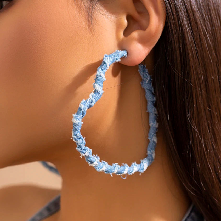 Geometric Denim Hoops