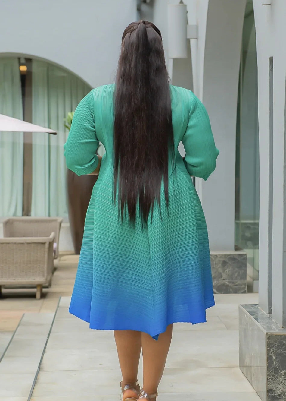 Flared Ombre Plisse