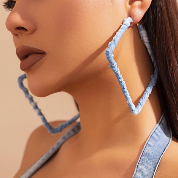 Geometric Denim Hoops