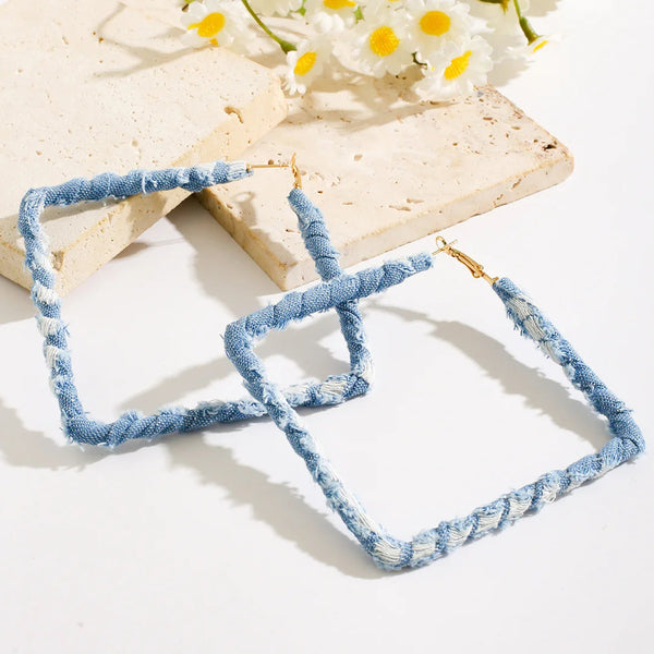 Geometric Denim Hoops