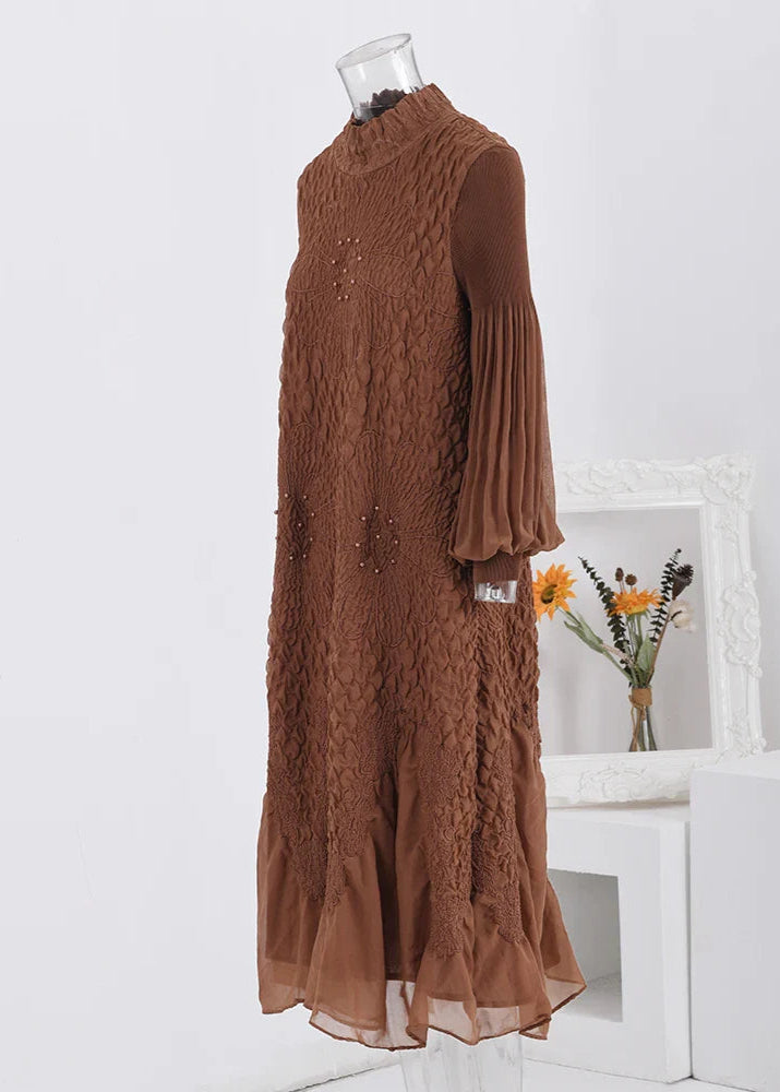 Retro Pearl Pleated Dress