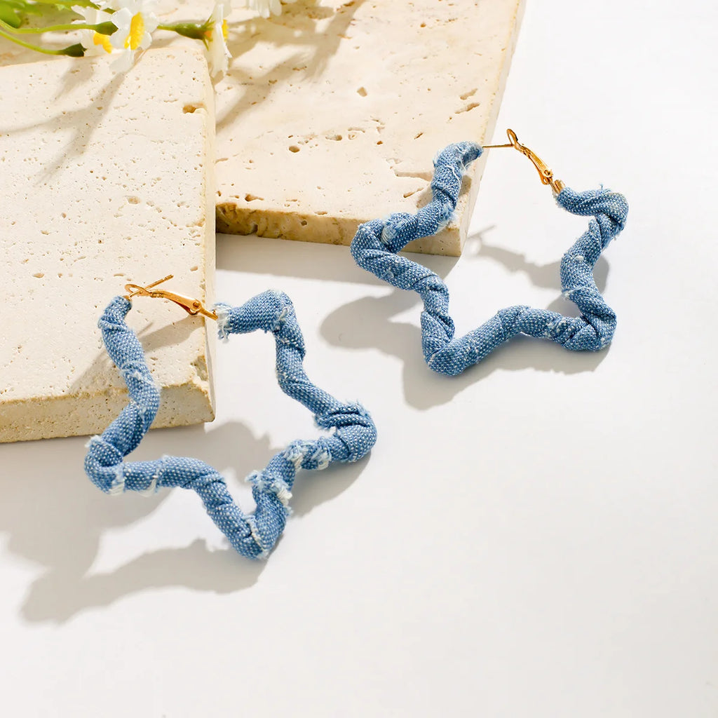 Geometric Denim Hoops