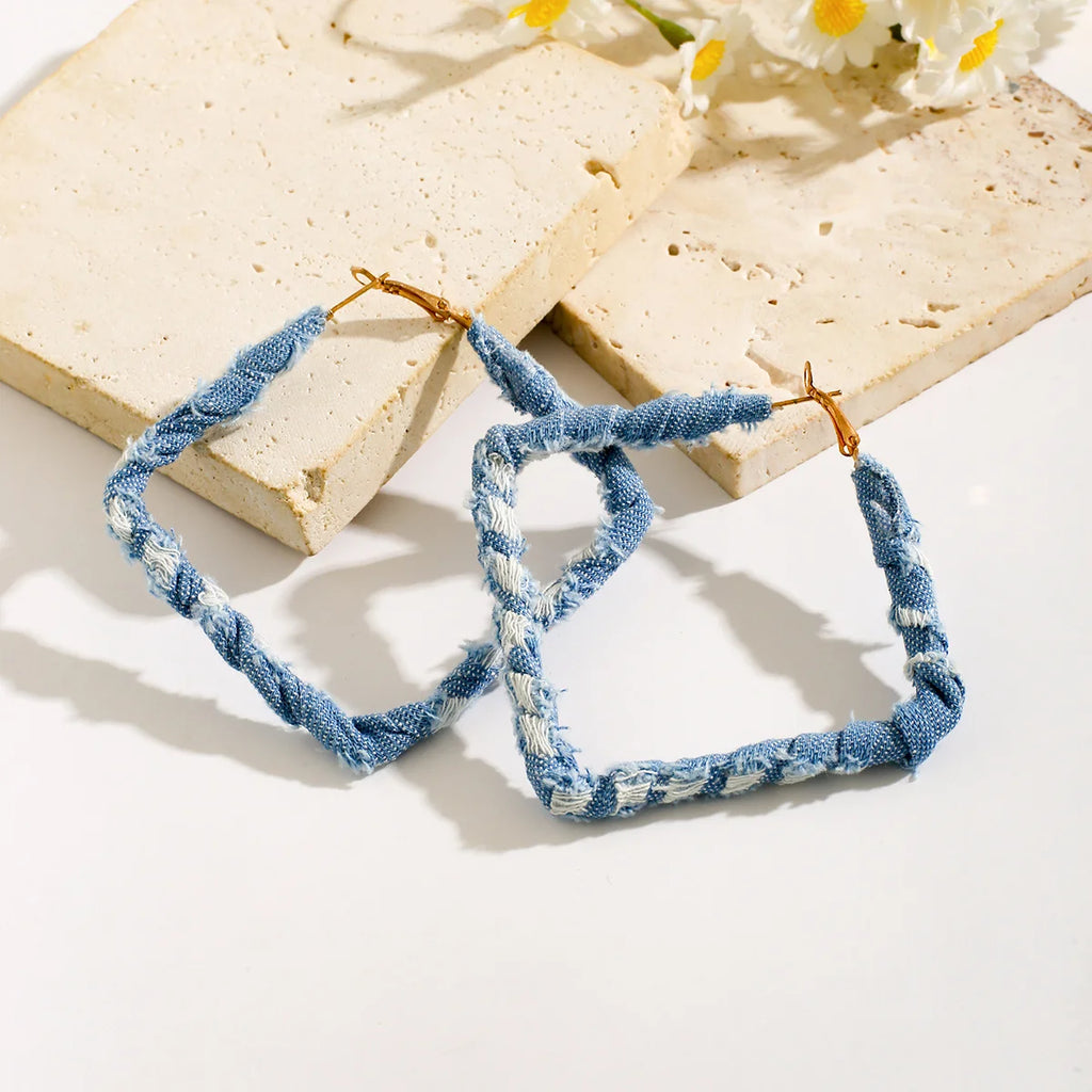 Geometric Denim Hoops