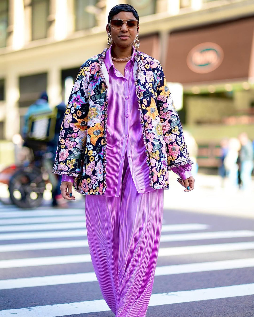 Solid Print Pleated Set
