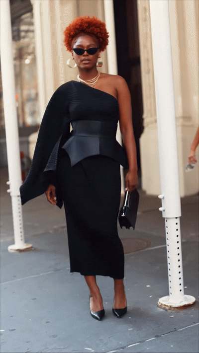 Black Asymmetrical Plisse