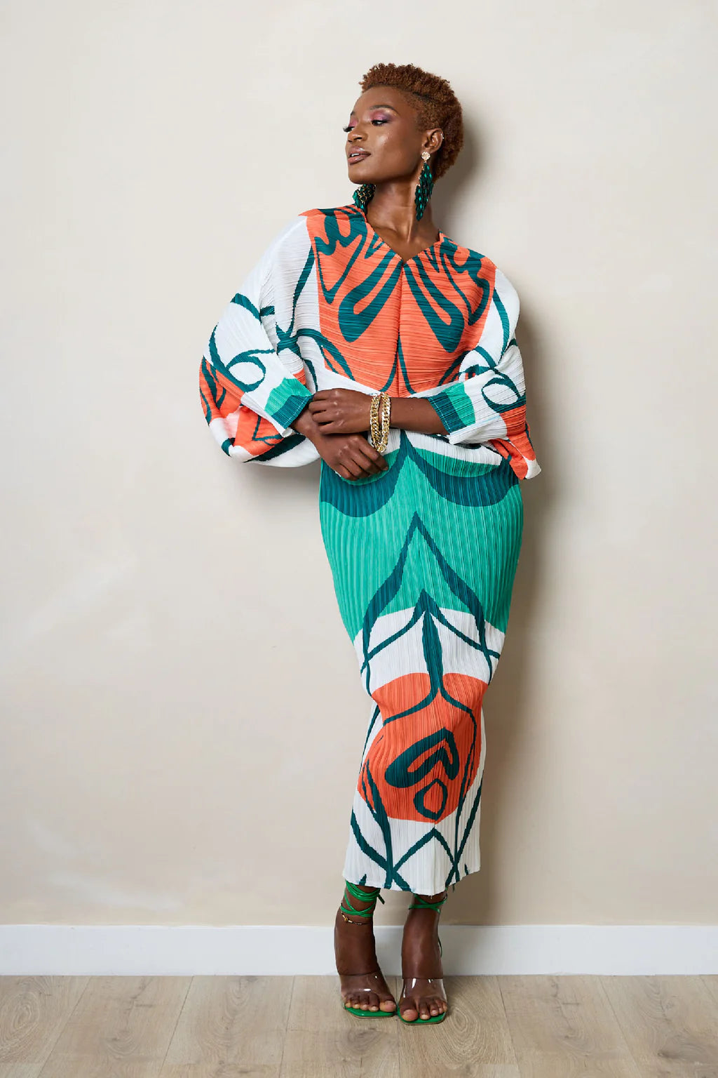 Green Runched Print