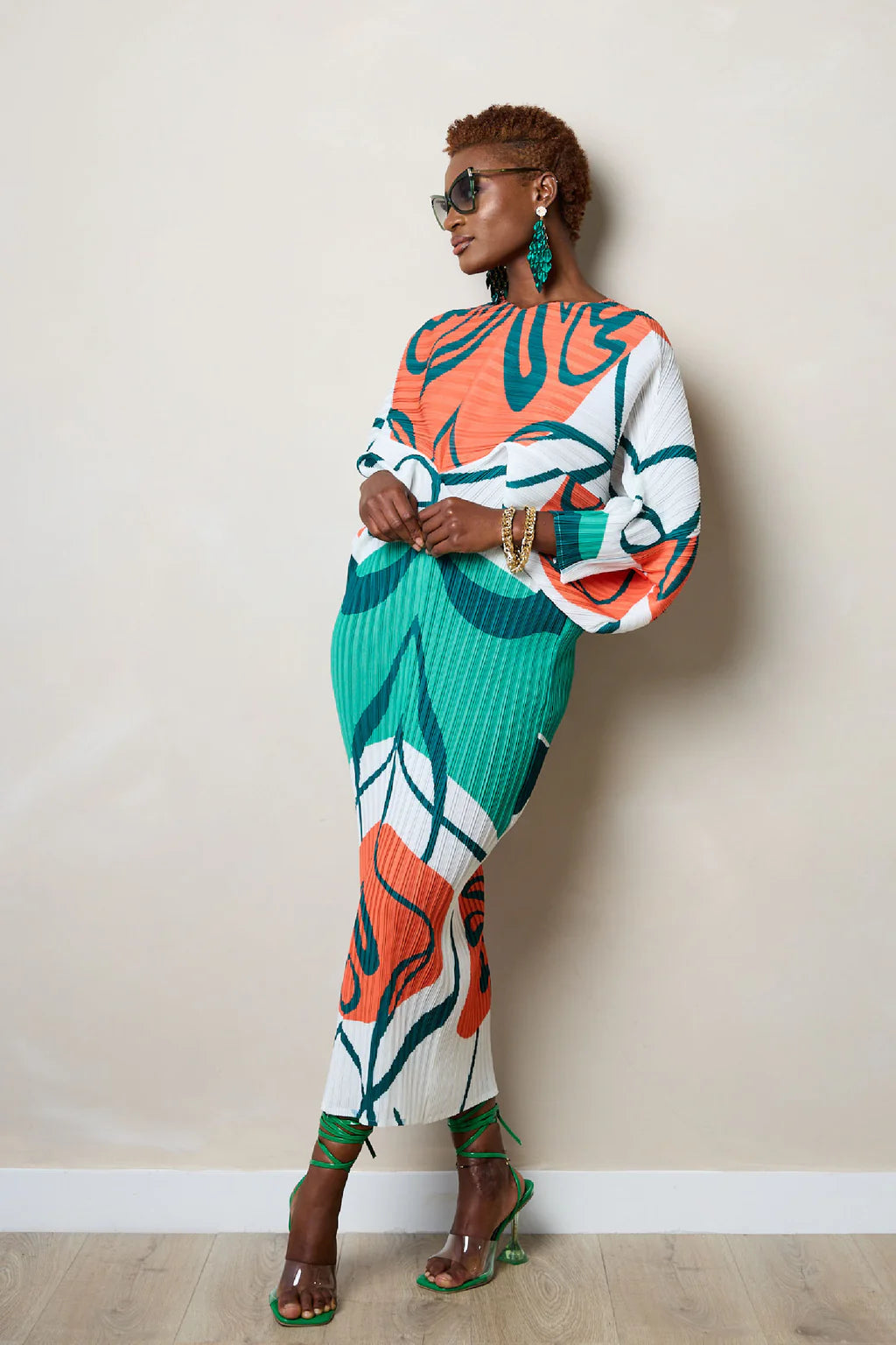 Green Runched Print