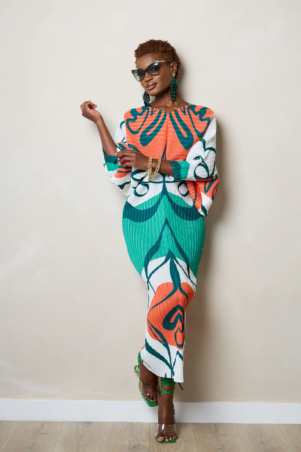 Green Runched Print