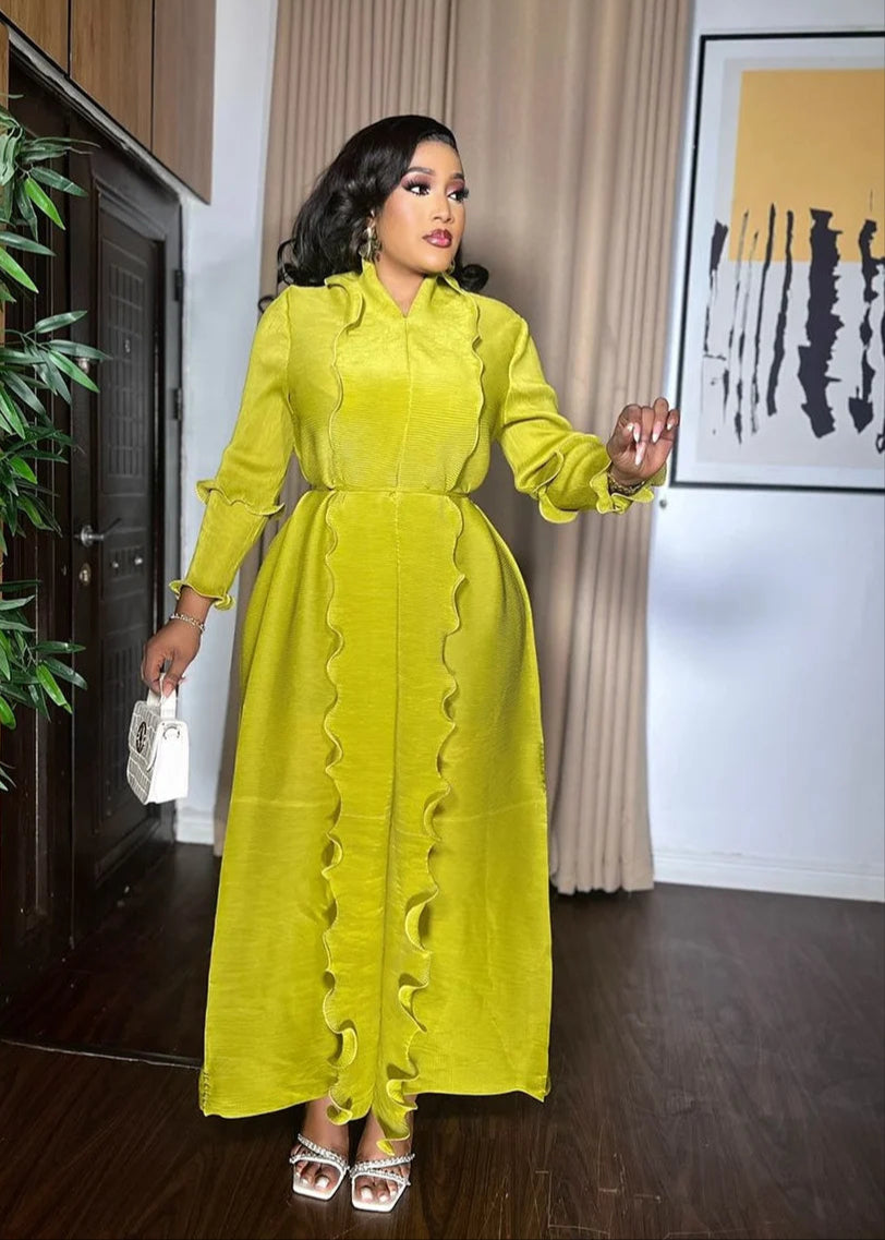 Solid Ruffles Maxi