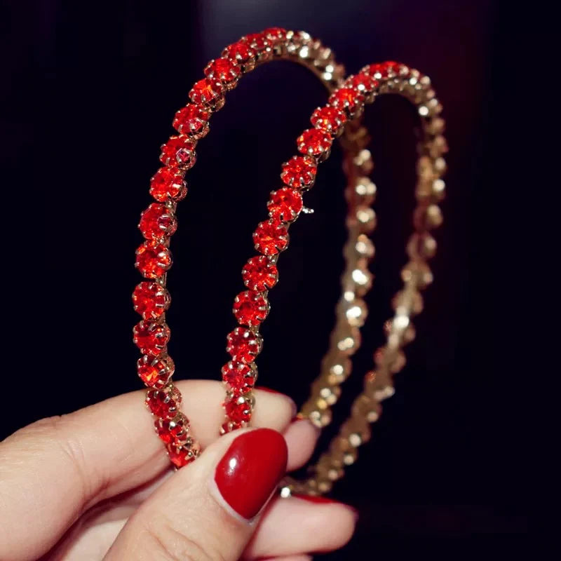 Ruby Crystal Hoops