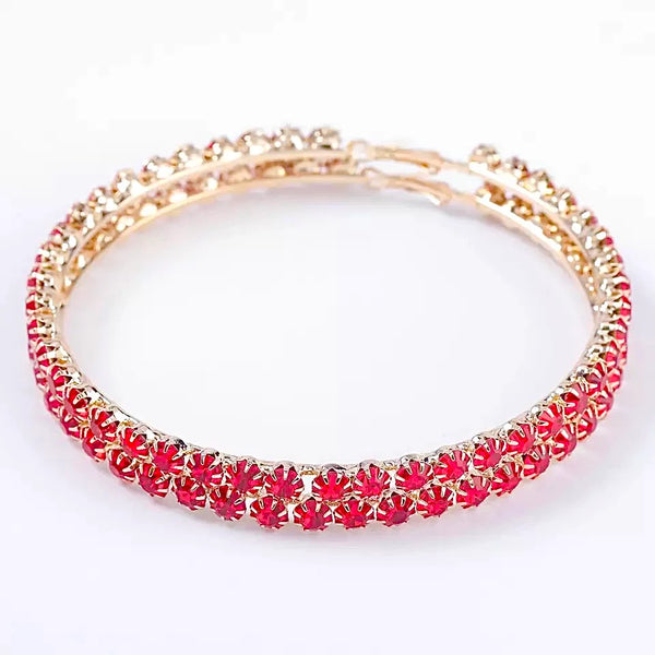 Ruby Crystal Hoops