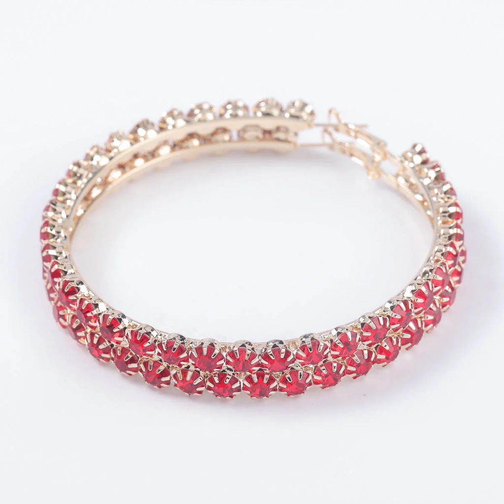 Ruby Crystal Hoops