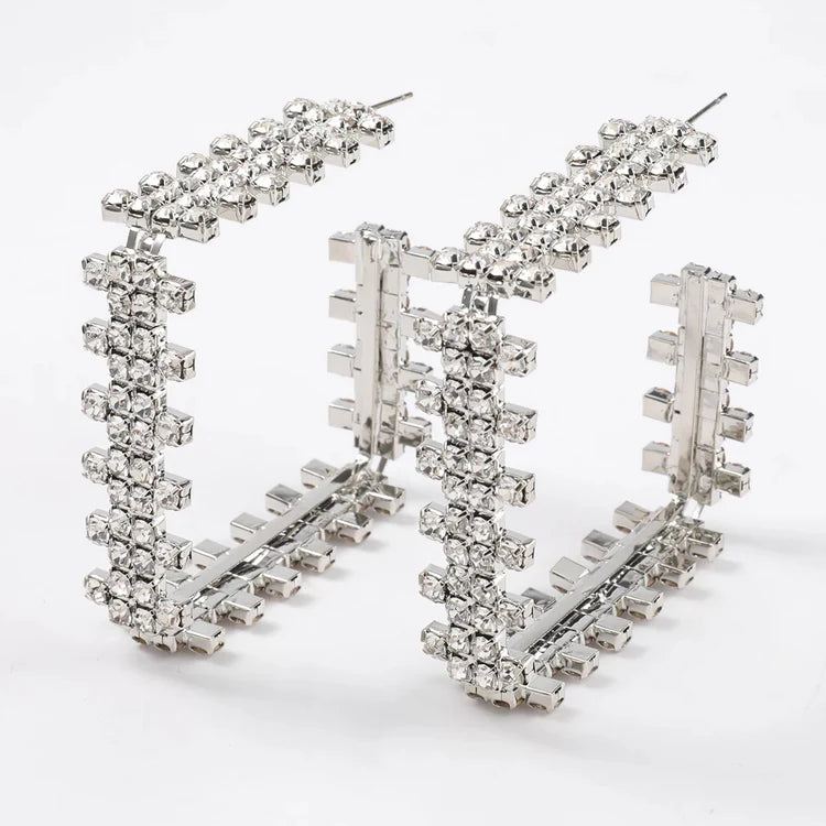 Jenny Crystal Hoops (Square)