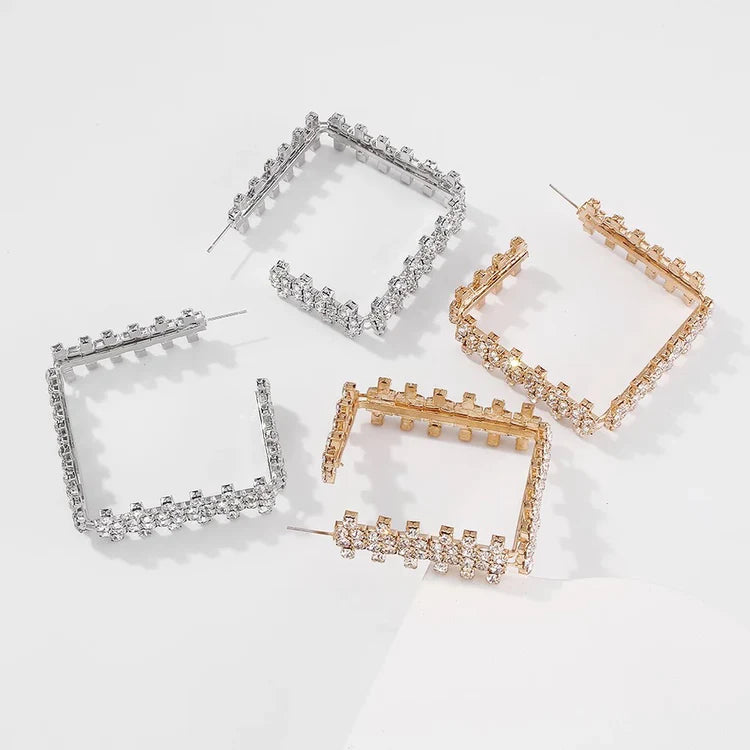 Jenny Crystal Hoops (Square)