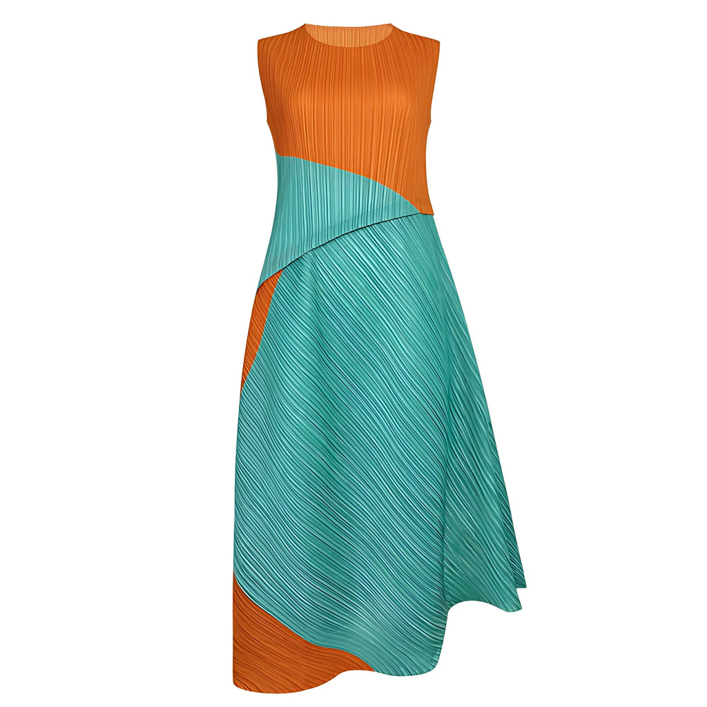 Colorblock Pleated Plisse