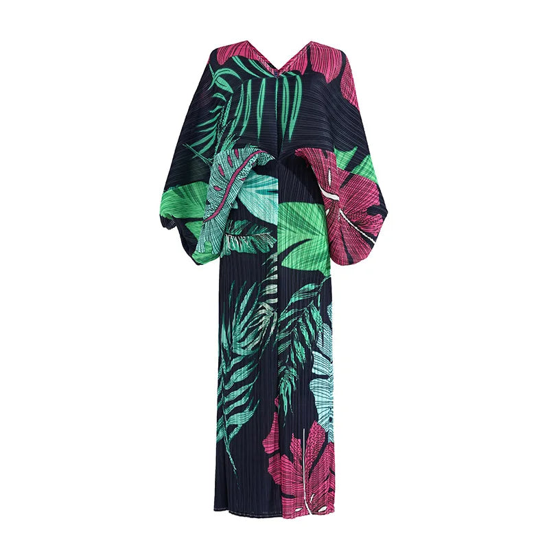 Leaf Print Pleated